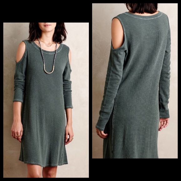 Sol Angles Open Waffle Knit Cutout Shoulder Dress - Picture 4 of 8